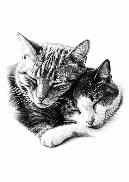 Sleeping Cats fine art print artwork in A-series rectangle
