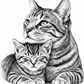 Cat and Kitten Fine Art Print — A4 portrait artwork