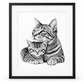 Cat and Kitten Fine Art Print in Black frame with white mount