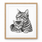 Cat and Kitten Fine Art Print in Oak frame with white mount
