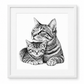 Cat and Kitten Fine Art Print in White frame with white mount