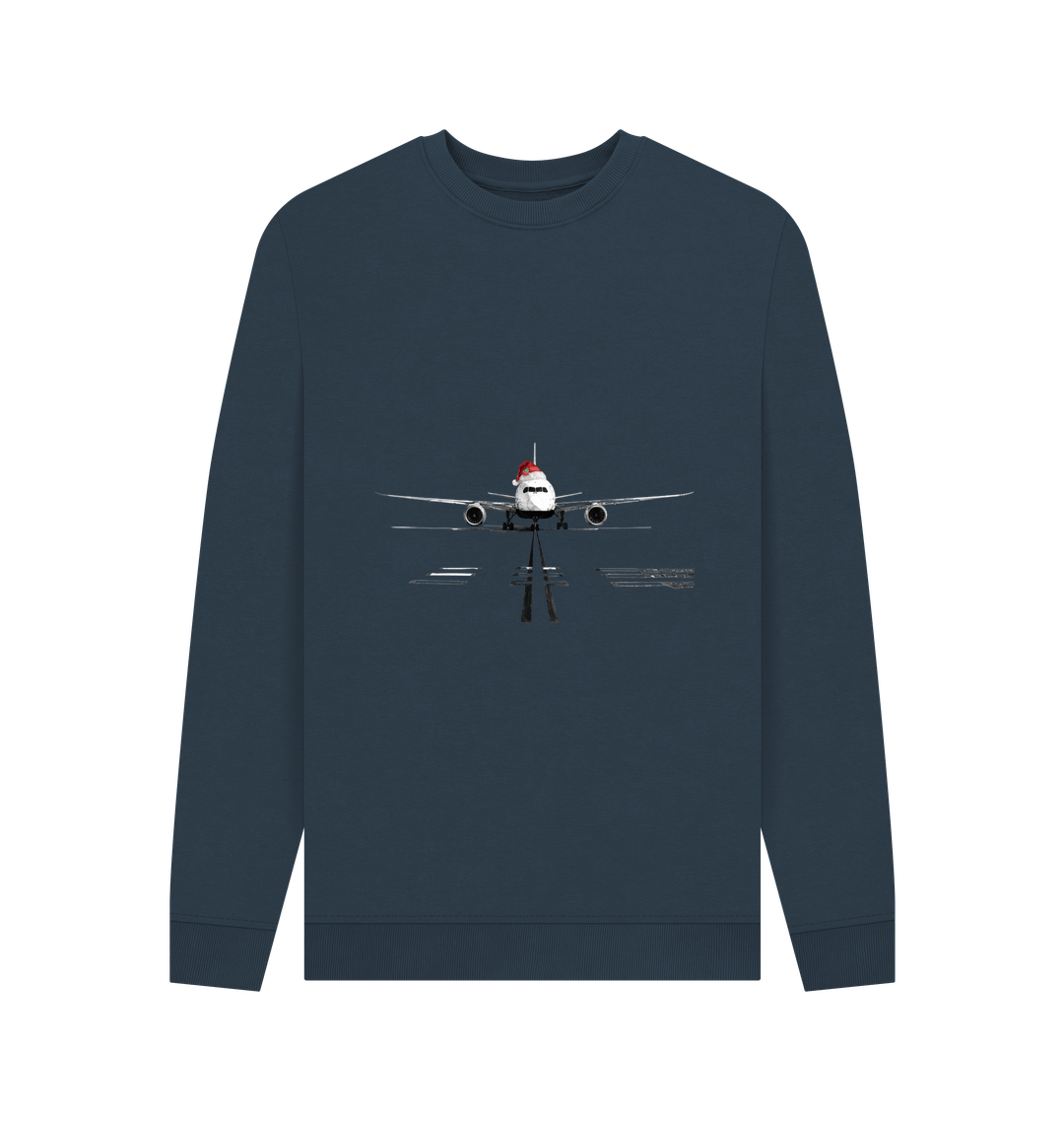 Navy Blue Printed Sweater Front