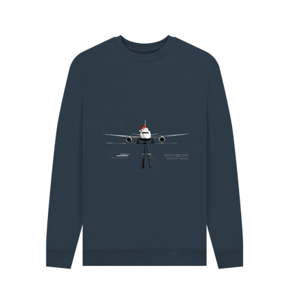 Navy Blue Printed Sweater Front