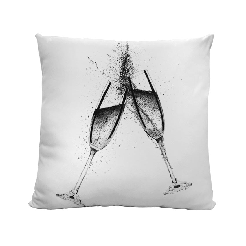 A Faux Suede Champagne Glasses Cushion from Libra Fine Arts