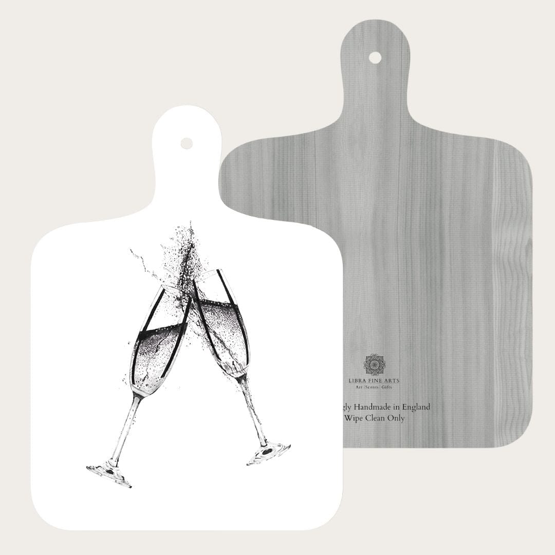 Mini chopping board featuring a festive "Cheers" celebration design, ideal for adding a touch of joy and style to your kitchen or gatherings.