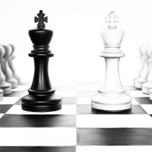 Chess Greeting Card — black and white kings artwork