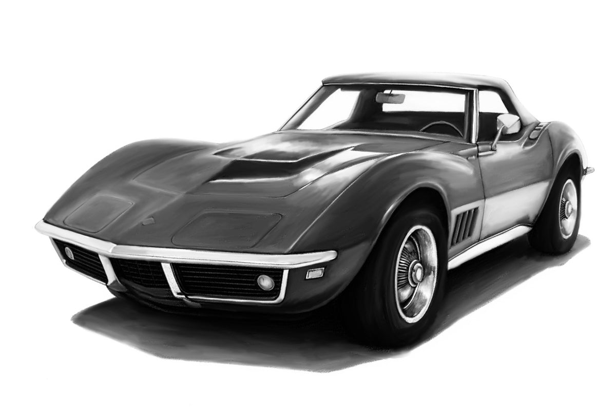 Hand-drawn Chevrolet Corvette C3 Stingray fine art print