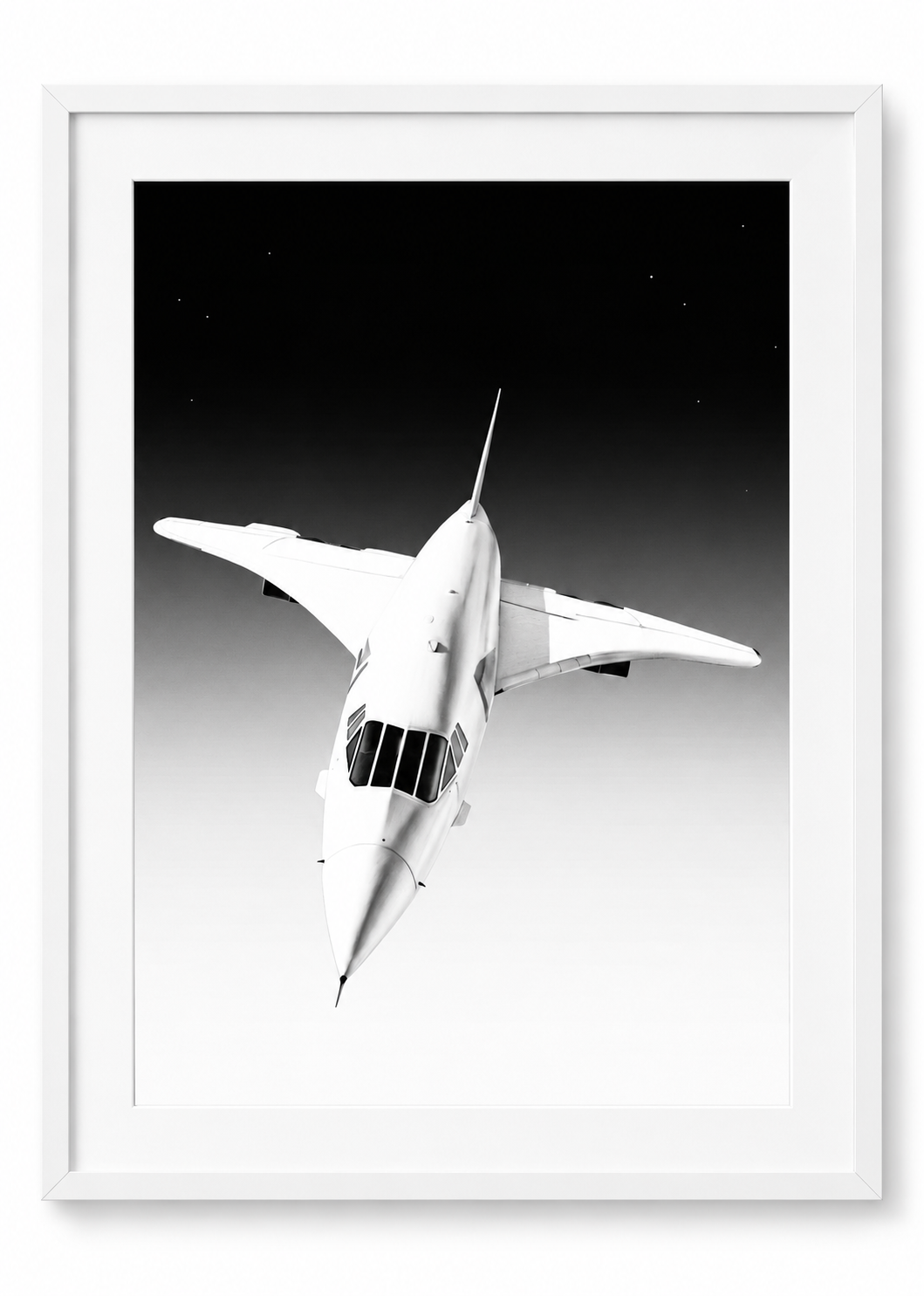 Concorde in flight print in White frame with white mount