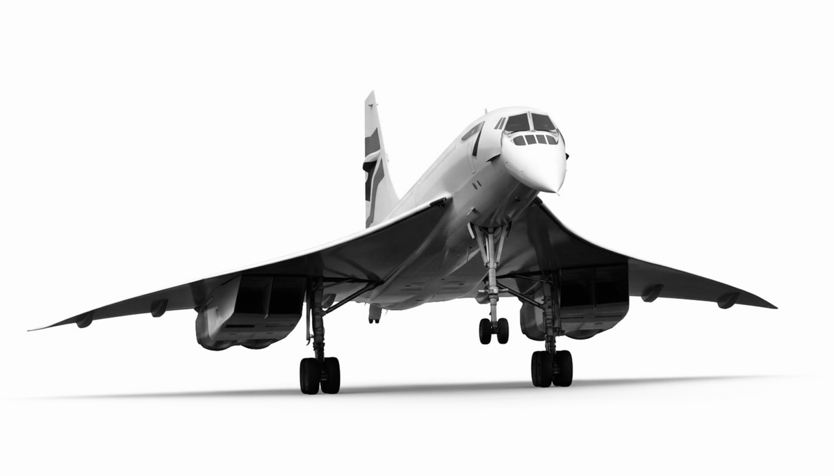 Hand-drawn Concorde landing aviation fine art print