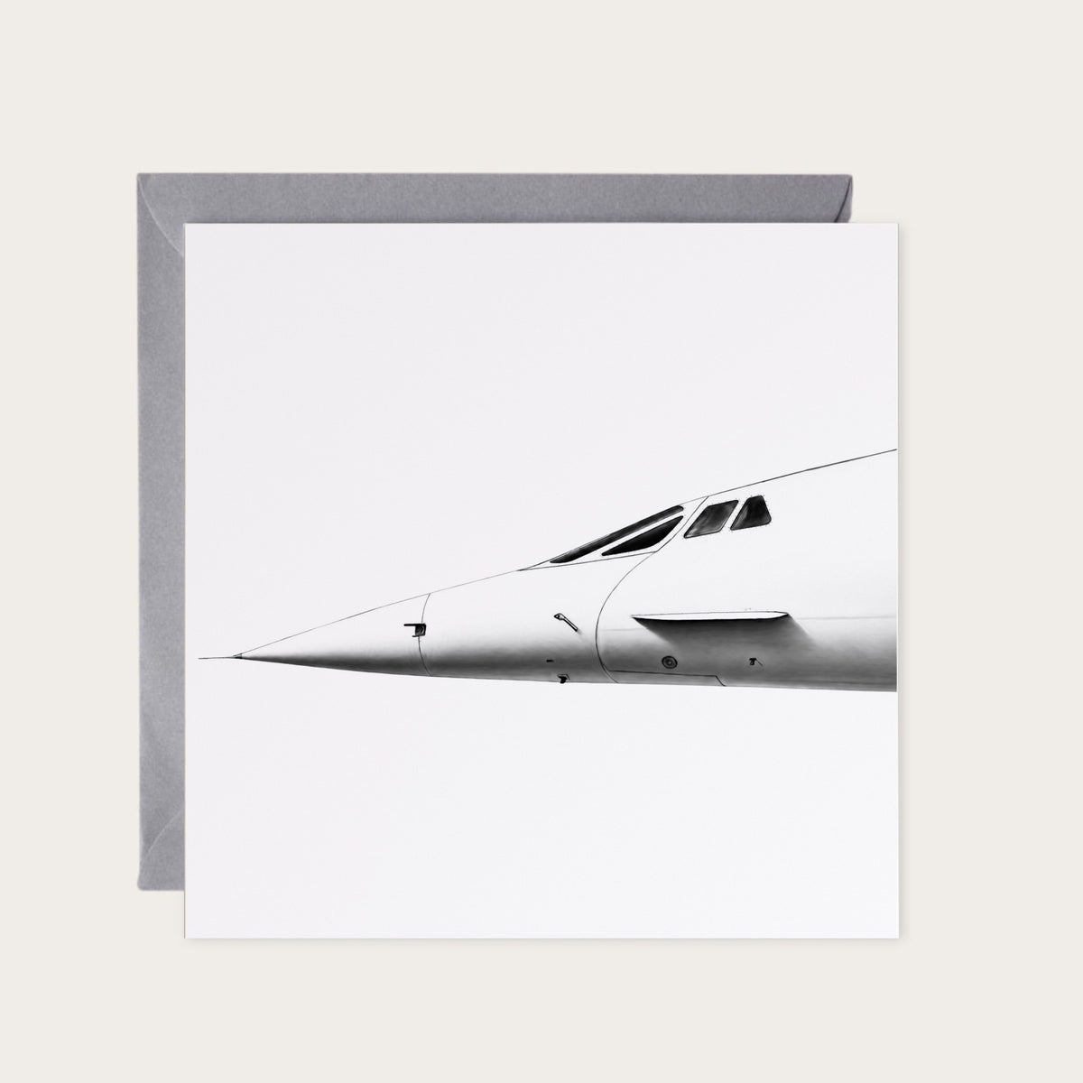 Concorde Nose greeting card with grey envelope