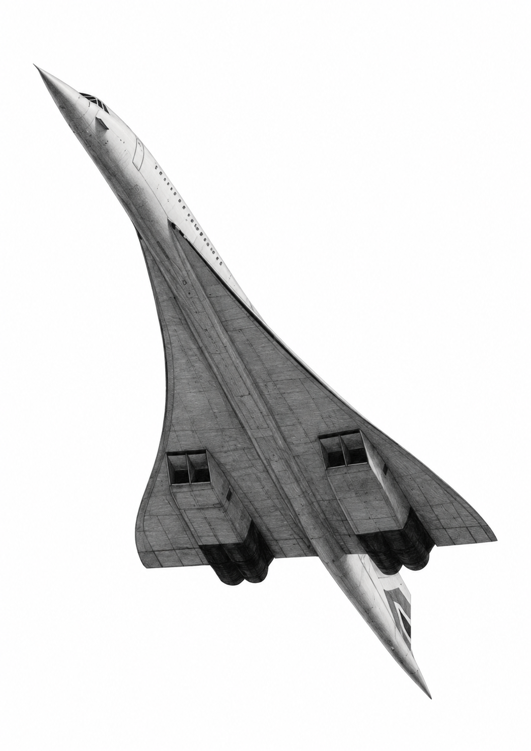 Concorde Take Off – Hand-Drawn Aviation Art — unframed artwork