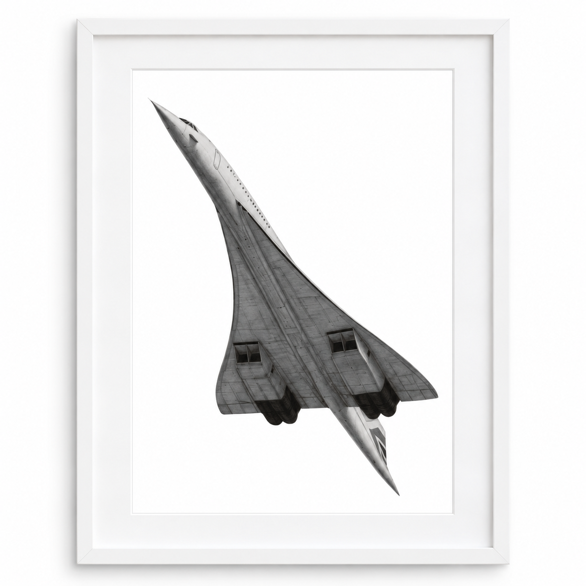 Concorde Take Off – Hand-Drawn Aviation Art in white frame