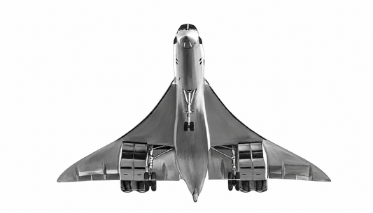 Monochrome Concorde underside artwork on a white background