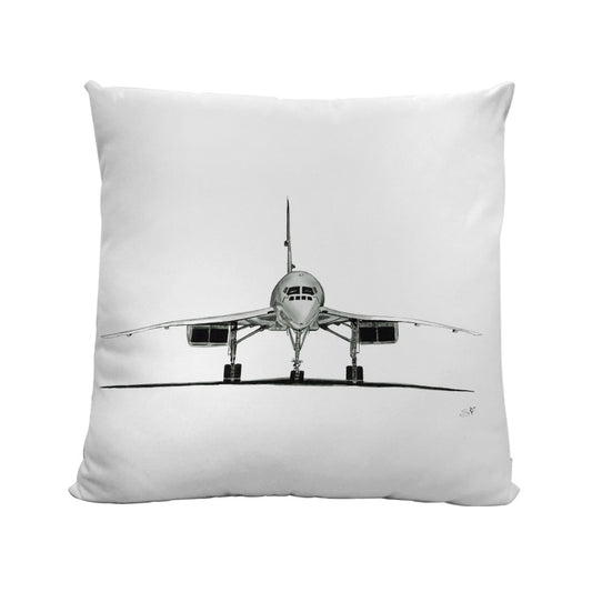 A Faux Suede Concorde Plane Cushion from Libra Fine Arts