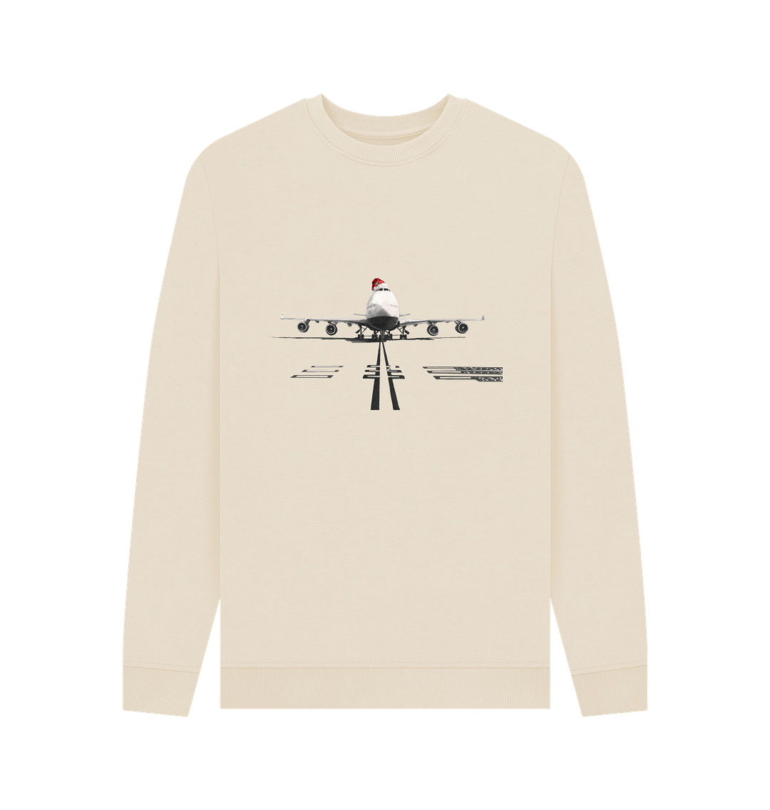 Oat Men's Crew Neck Festive 747 Aircraft Sweater Certified Organic Cotton