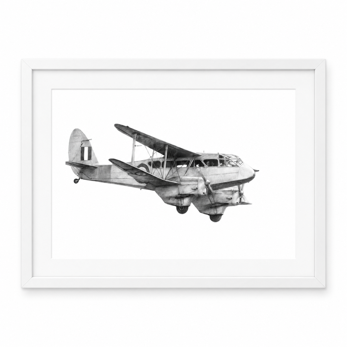 de Havilland Aircraft Art Print in white frame