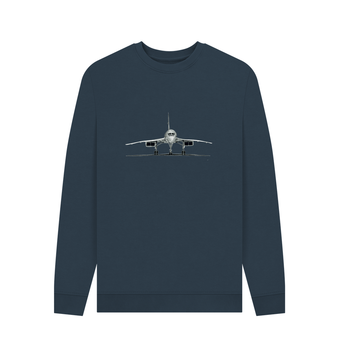 Navy Blue Printed Sweater Front
