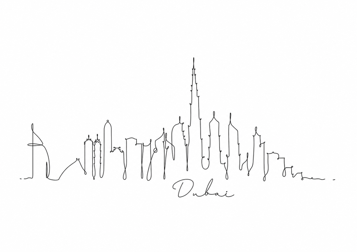 Dubai Skyline Print – A4 artwork