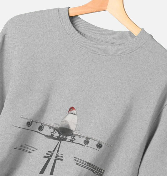 Men's Crew Neck Festive 747 Aircraft Sweater Certified Organic Cotton