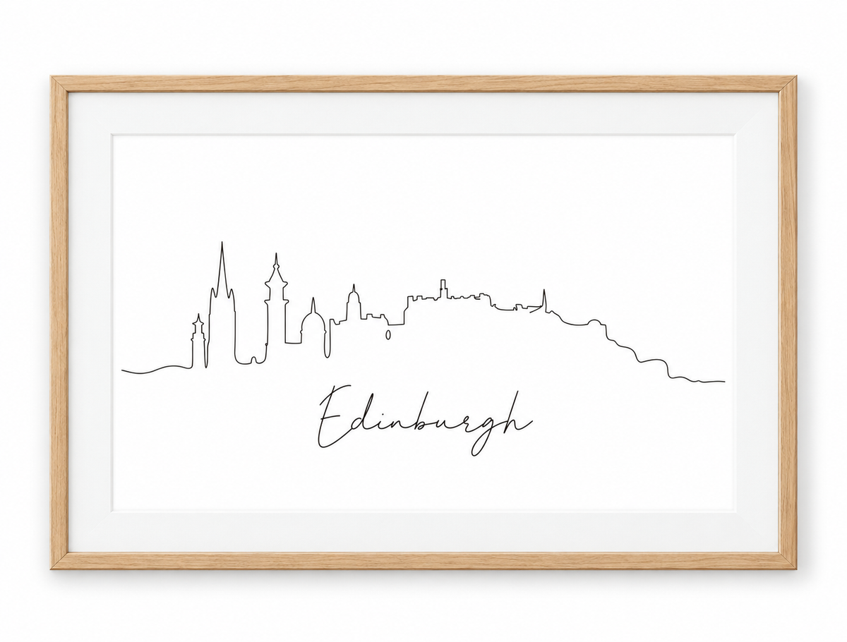 Edinburgh Skyline Print – Oak frame with white mount