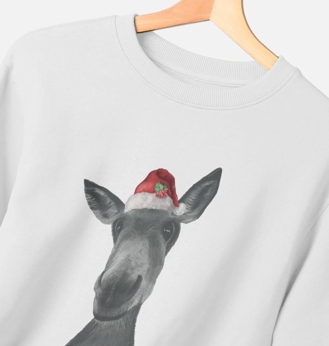 Women's Crew Neck Festive Donkey Sweater Certified Organic Cotton