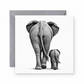 Elephant and calf greeting card with grey envelope