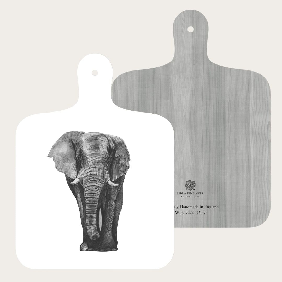 Hand-drawn elephant illustration on a mini board by Libra Fine Arts. A beautifully detailed wildlife artwork, perfect for animal lovers and collectors.