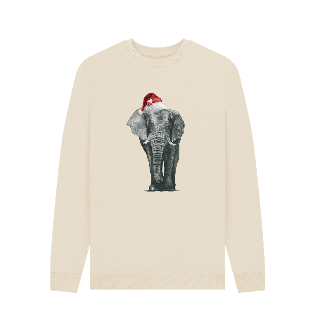 Oat Men's Crew Neck Festive Elephant Sweater Certified Organic Cotton
