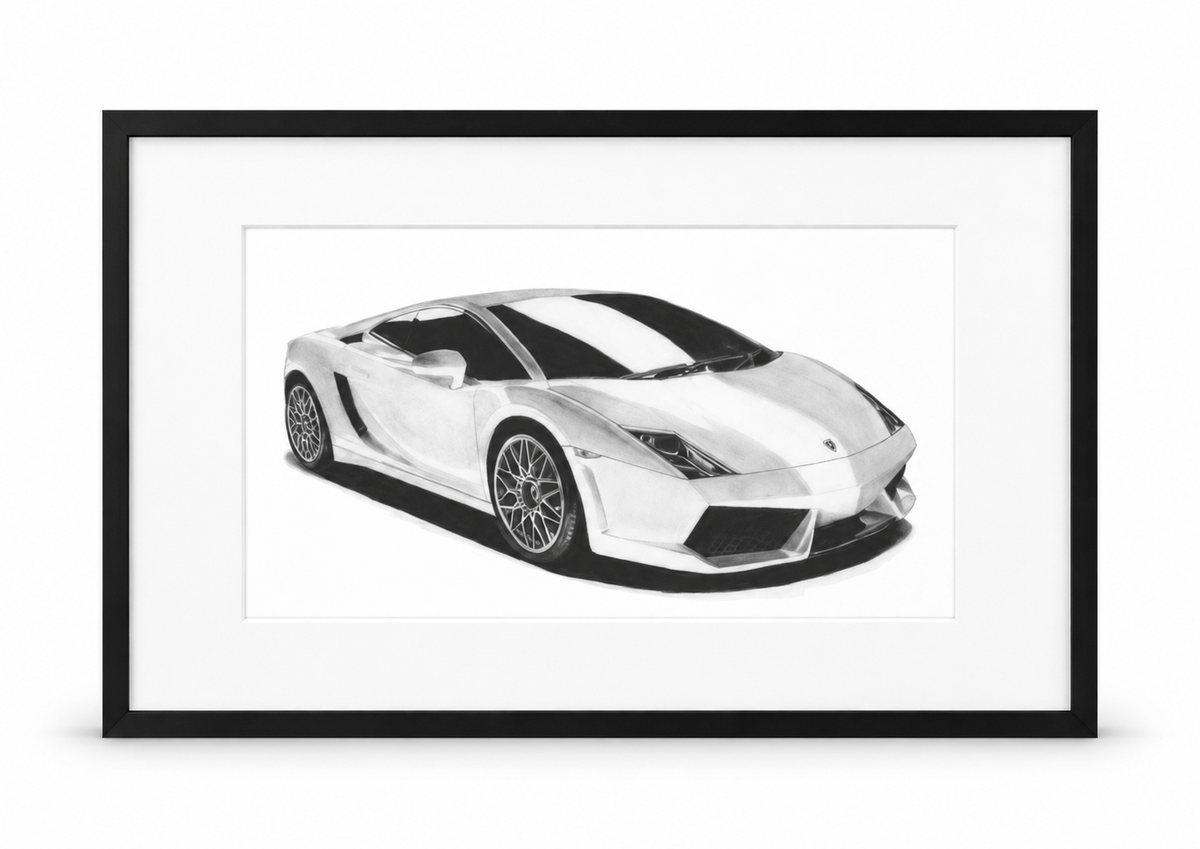 Lamborghini Gallardo in black frame with white mount