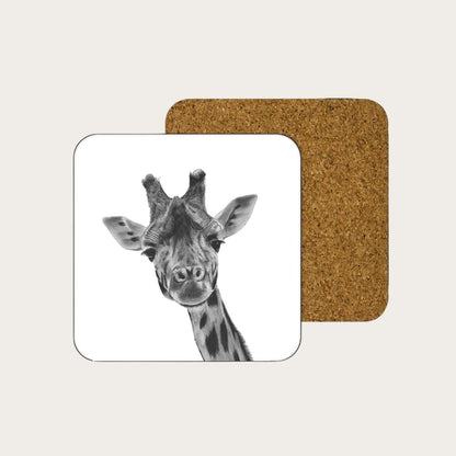 Hand-drawn Giraffe Drinks Coaster by Libra Fine Arts, featuring a beautifully detailed giraffe design. A stylish and practical addition to any home, perfect for wildlife lovers and unique gift idea
