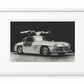 Mercedes Gullwing in white frame with white mount