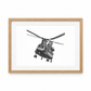 Boeing CH-47 Chinook Hand-Drawn Print | Military Aviation Art in oak frame