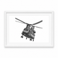 Boeing CH-47 Chinook Hand-Drawn Print | Military Aviation Art in white frame
