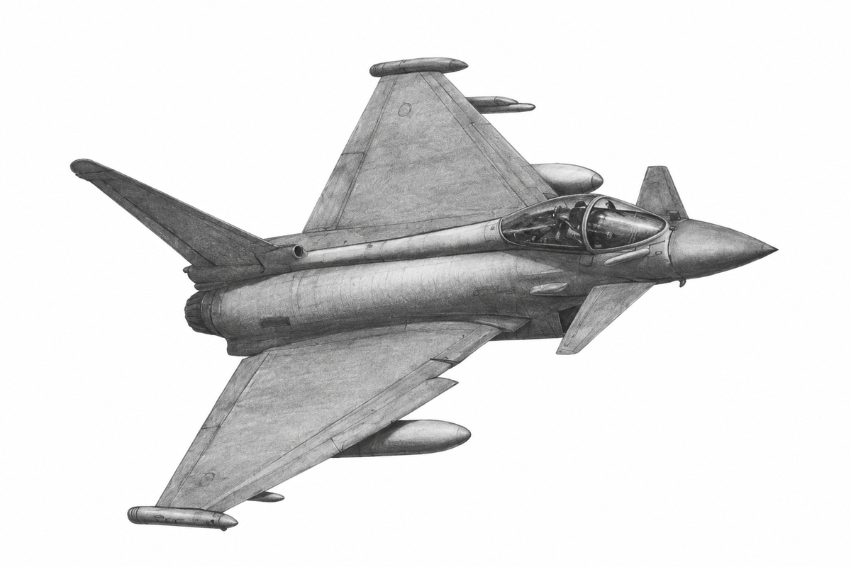 Eurofighter Typhoon Hand-Drawn Print | Modern Military Aviation Art — unframed artwork