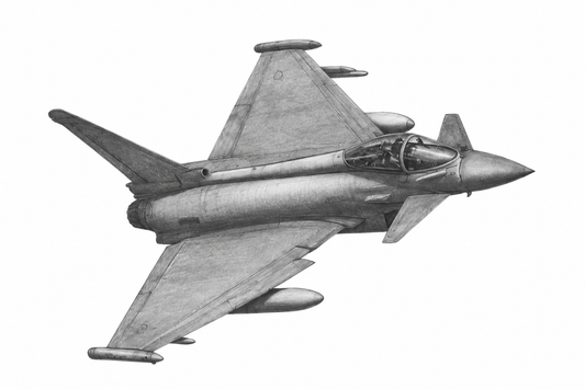 Eurofighter Typhoon Hand-Drawn Print | Modern Military Aviation Art — unframed artwork