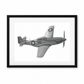Hand-Drawn North American P-51 Mustang Print in black frame