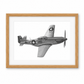 Hand-Drawn North American P-51 Mustang Print in oak frame