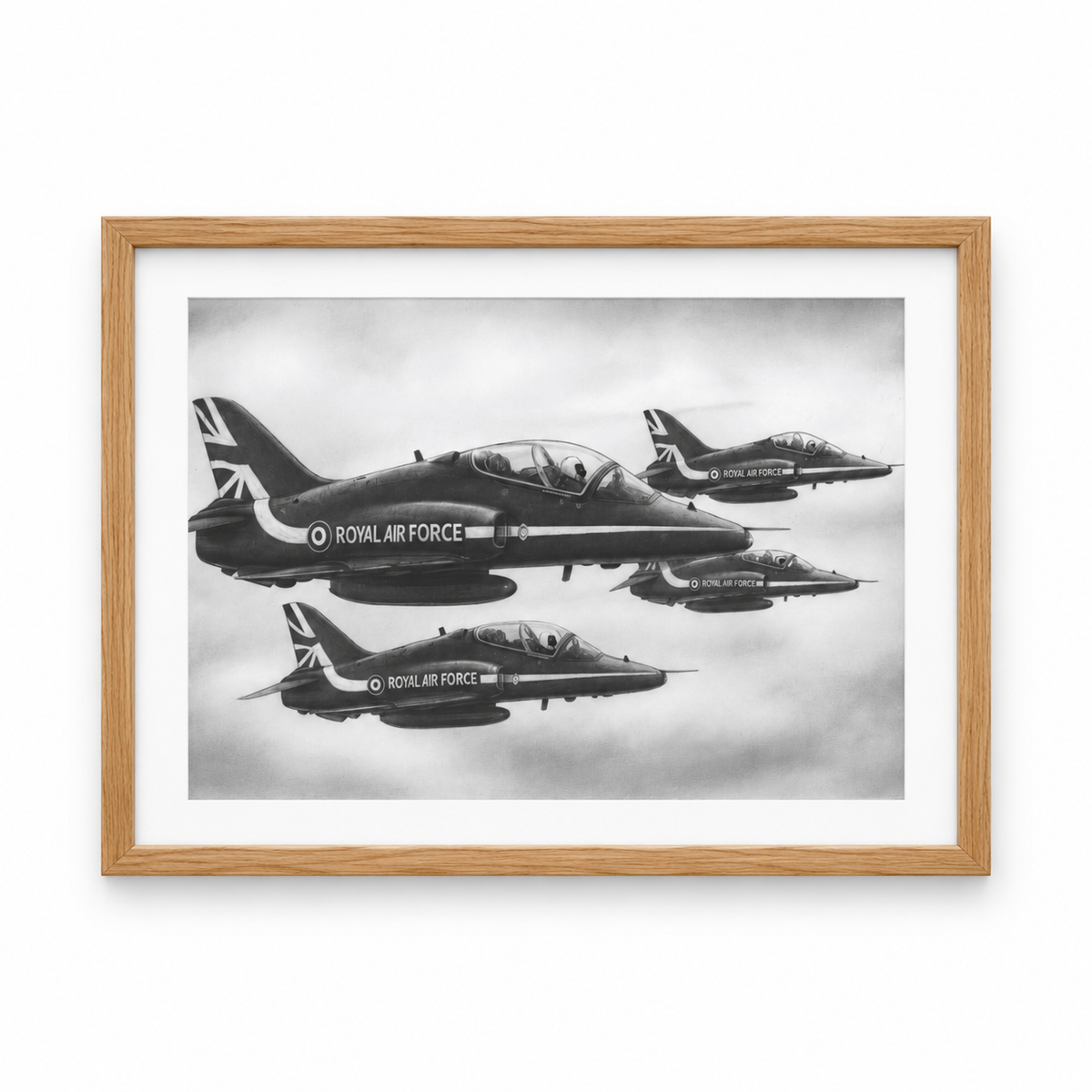 Hand-Drawn Red Arrows Print in oak frame
