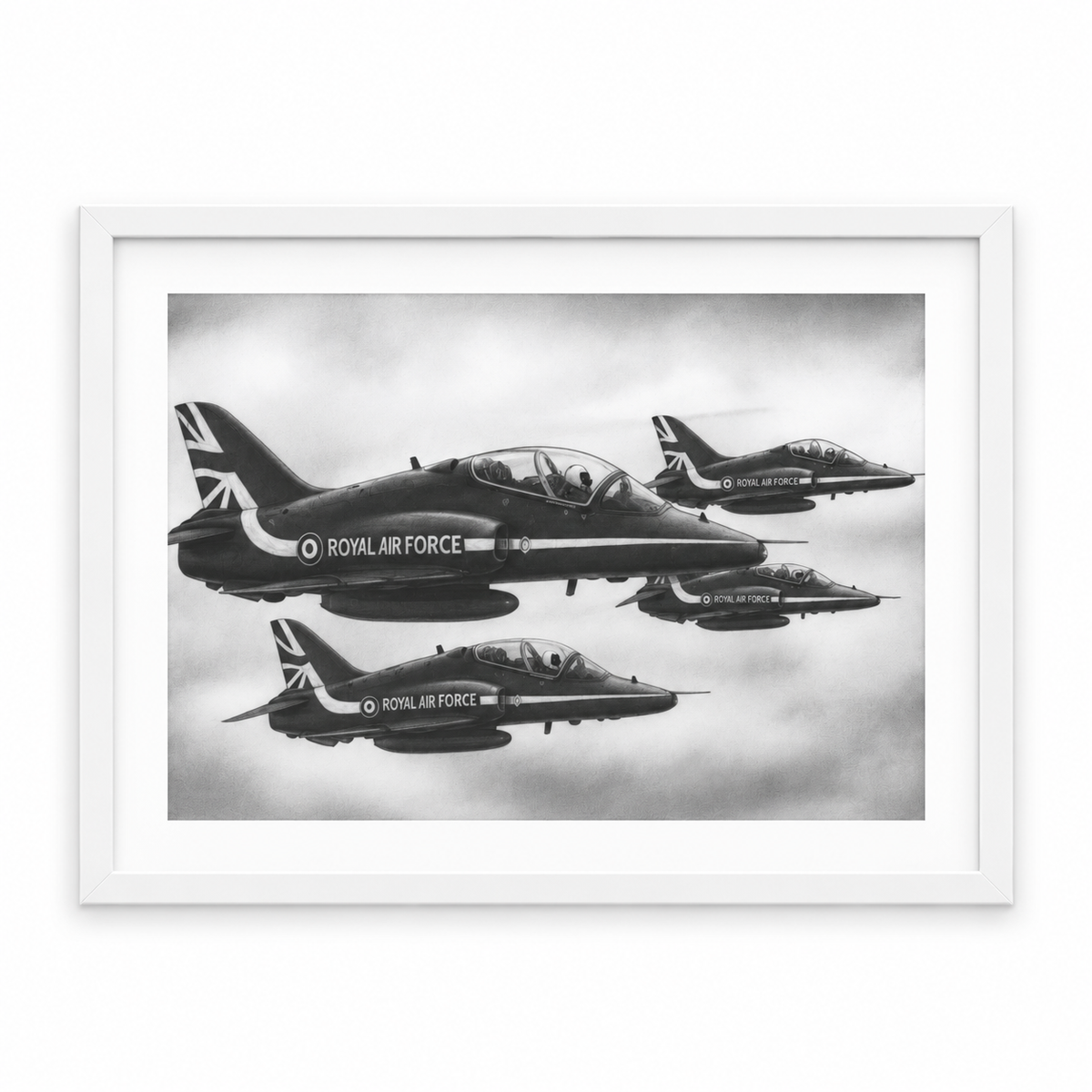 Hand-Drawn Red Arrows Print in white frame