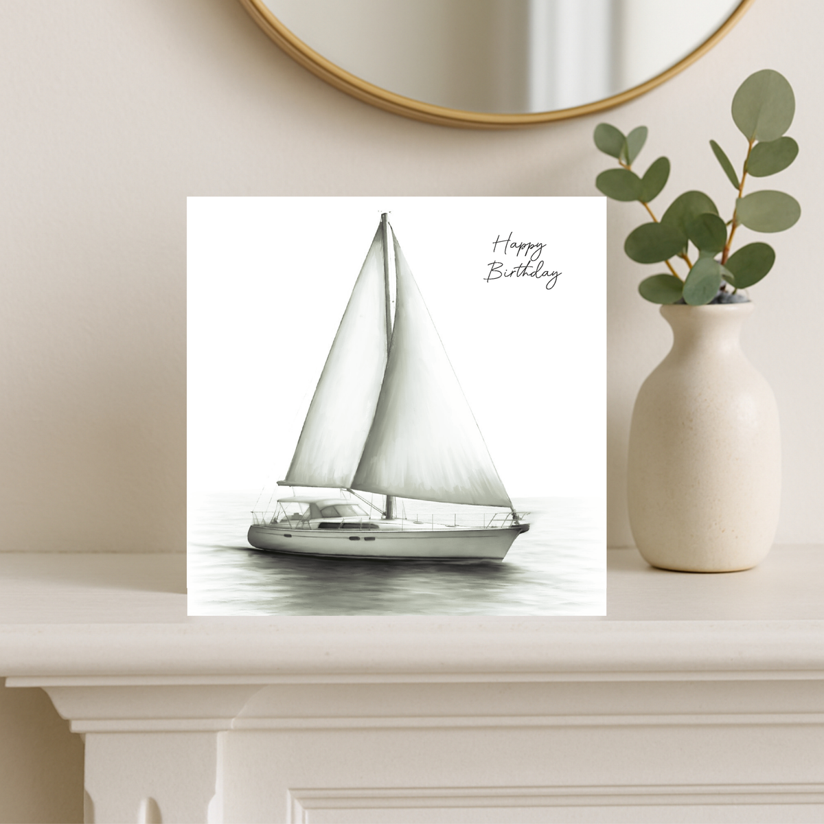 Happy Birthday Sailing Sailboat Greeting Card