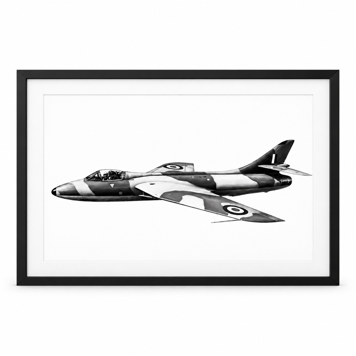 Hawker Hunter Fine Art Print in black frame