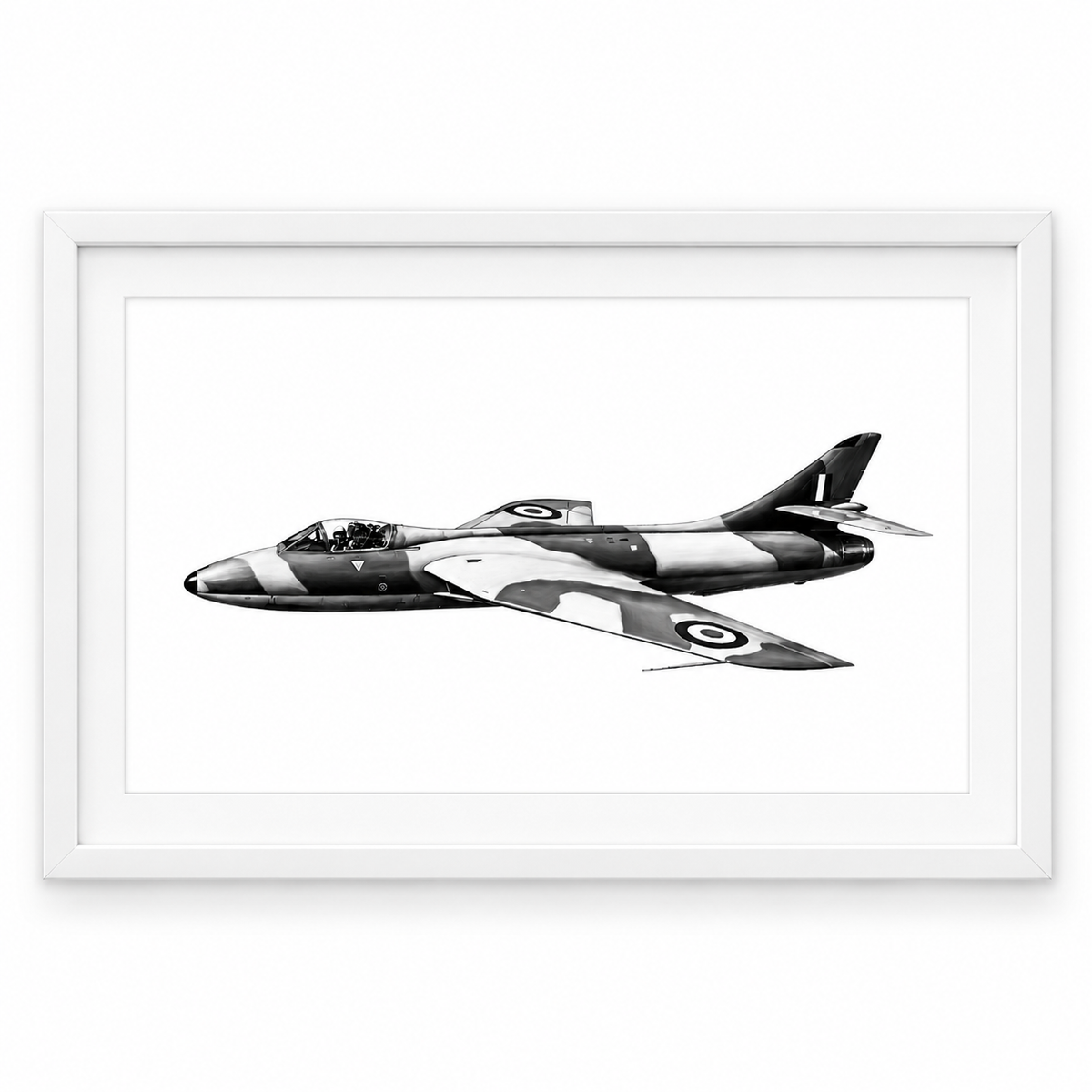Hawker Hunter Fine Art Print in white frame