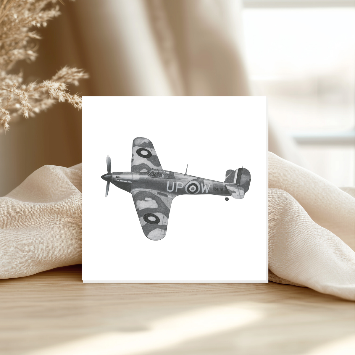 Hawker Hurricane – Hand-Drawn Greeting Card | Iconic WWII Aviation Art