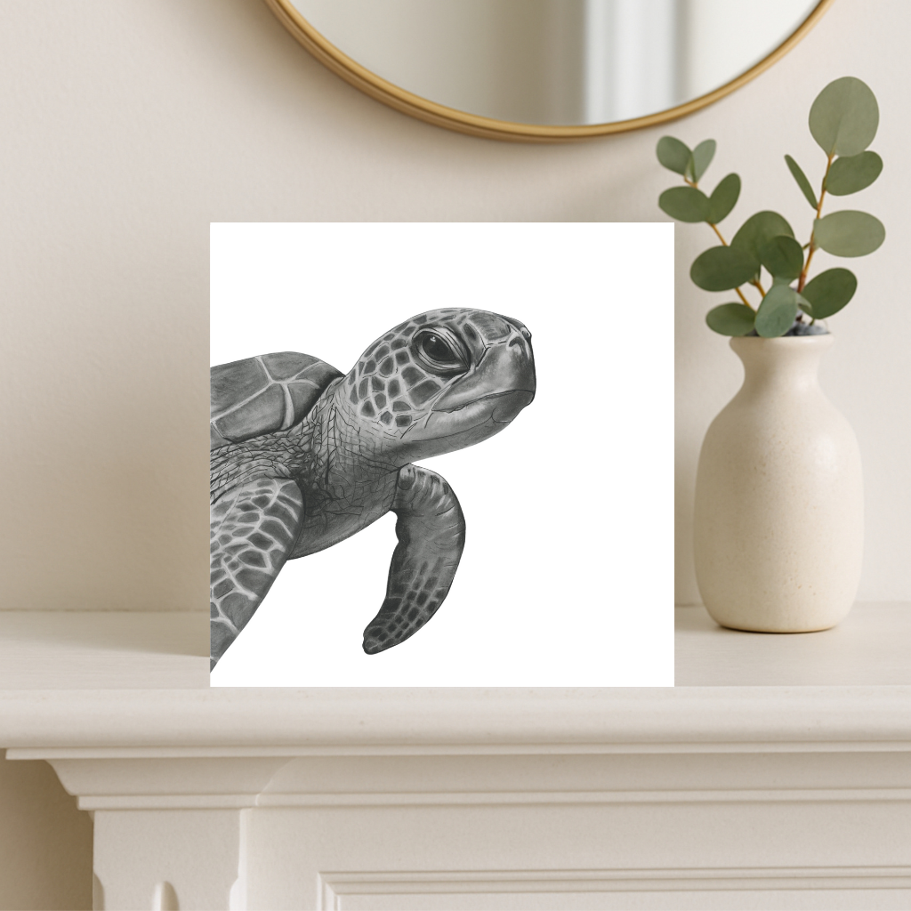 Heze the Turtle hand-drawn greeting card