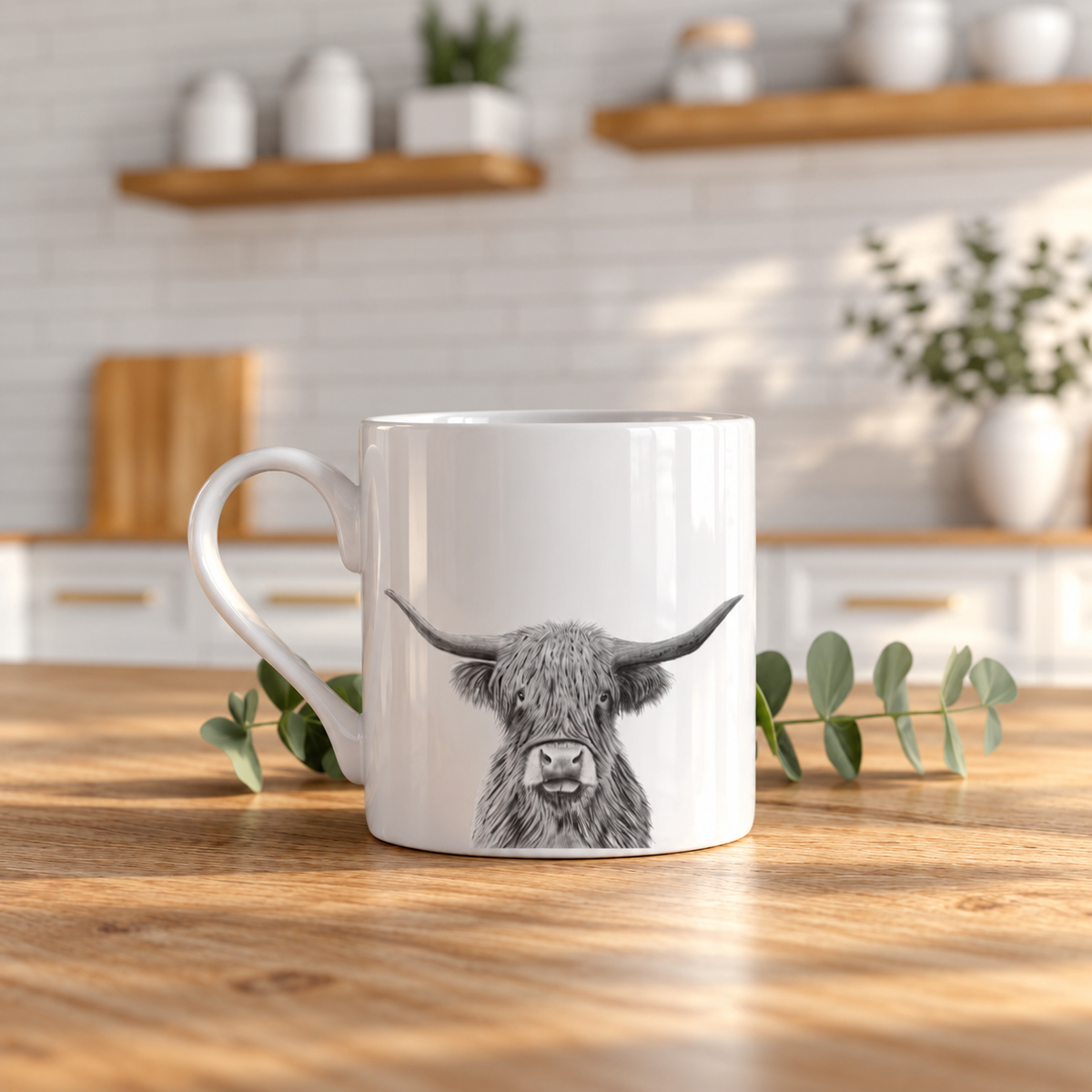 Corvus Highland Coo Bone China Mug realistic product mockup