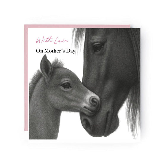Complete horse and foal greeting card with envelope and full With Love On Mother’s Day wording