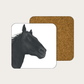 Horse drinks coaster with hand-drawn equestrian artwork