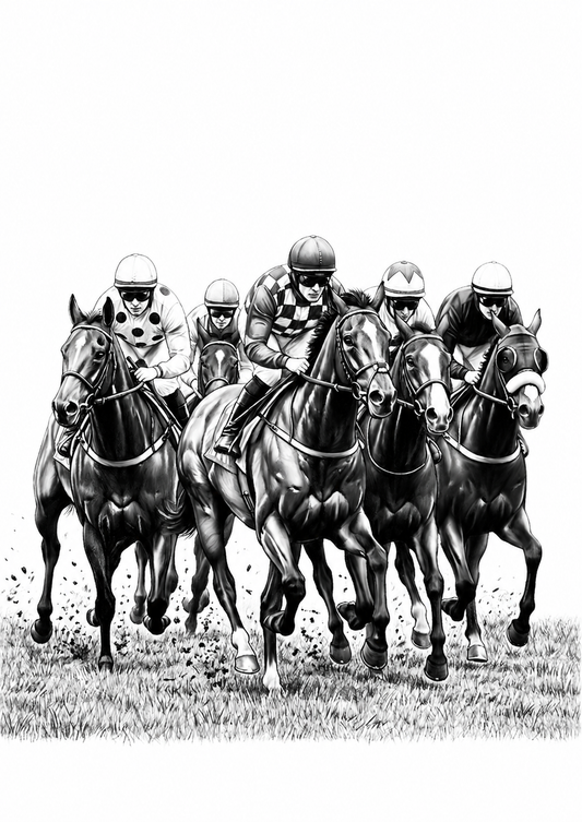 Horse Racing Fine Art Print — A4 portrait artwork