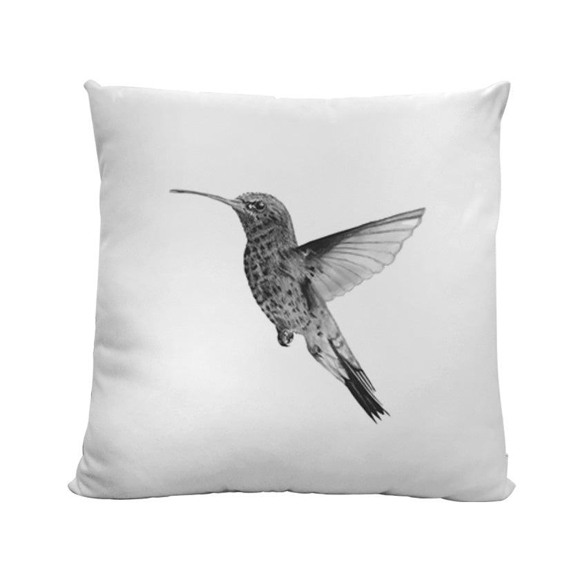 A Faux Suede Hummingbird Cushion from Libra Fine Arts