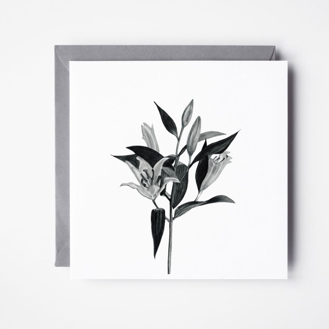 A hand drawn Lillies Greeting Card from Libra Fine Arts